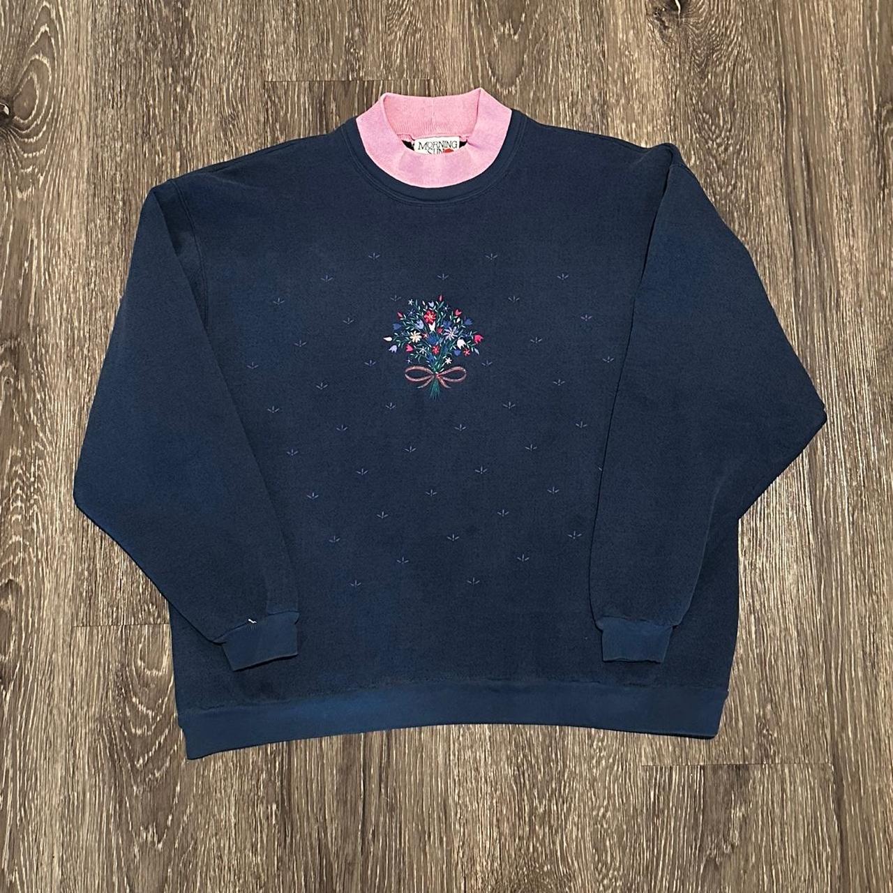 Vintage Floral Embroidered Crewneck